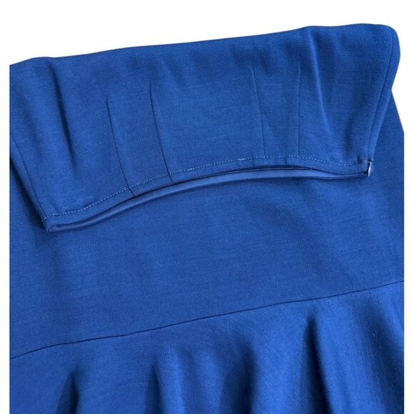St. John Navy Blue Pencil Skirt Ruffle Hem Wool Blend Knee Length Classic Size 0 - Picture 6 of 12